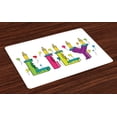 thumbnail image 1 of Ambesonne Lily Place Mats Set of 4, Joyful Letters Birthday, Standard Size, Multicolor, 1 of 4