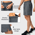 thumbnail image 3 of PUZTLOY Men's Running Shorts with Zipper Pockets Lightweight Quick Dry Basketball Gym Workout Athletic Shorts Grey S-3XL, 3 of 10