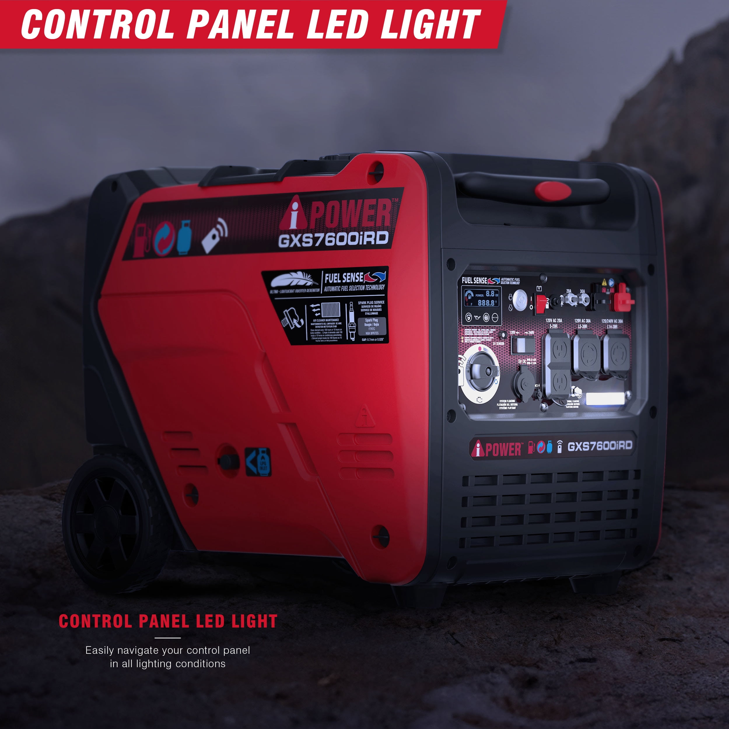 A-iPower 7600-Watt Dual Fuel Remote Electric Start Inverter Generator with 322cc OHV Engine