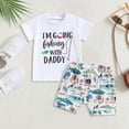 thumbnail image 2 of Toddler Baby Boy Summer Clothes Short Sleeve Letter T-shirt Top Fish Print Shorts Set Fishing Outfit, 2 of 8