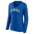 thumbnail image 2 of Women's Blue Seton Hall Pirates Basic Arch Long Sleeve V-Neck T-Shirt, 2 of 3