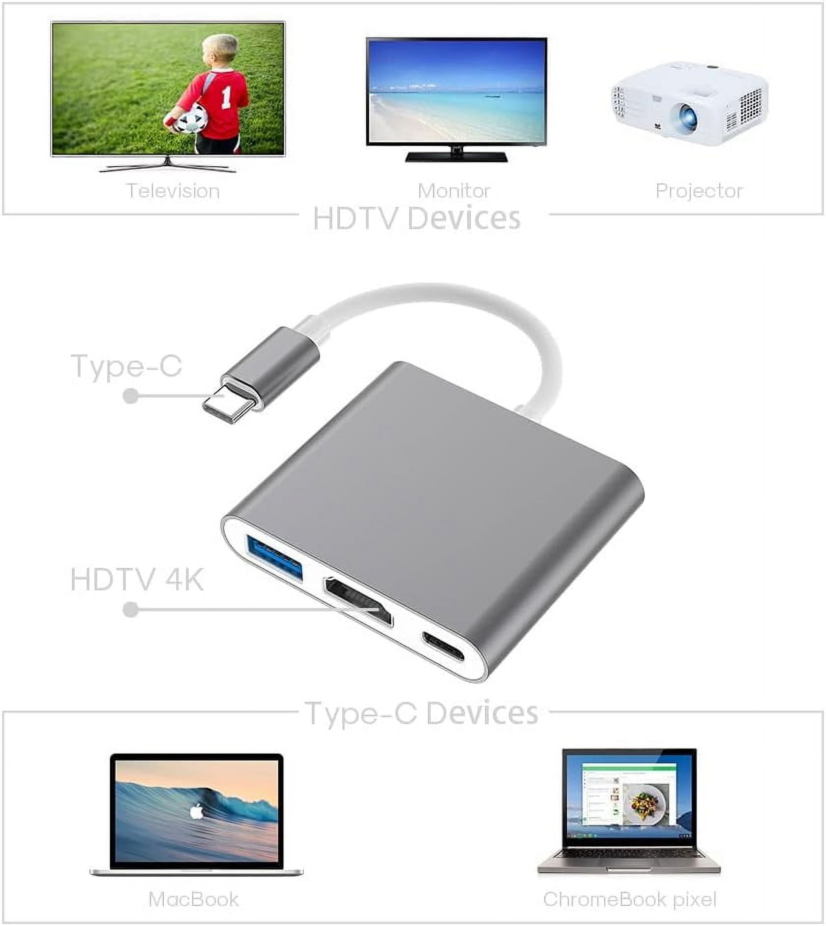USB C to HDMI Adapter, Type C to 4K HDMI Adapter with 100W PD & USB 3.0 Port Multiport Digital AV Converter for MacBook Pro/air, iPad Pro/air, iPhone 15 and More USB-C Devices (Gray)