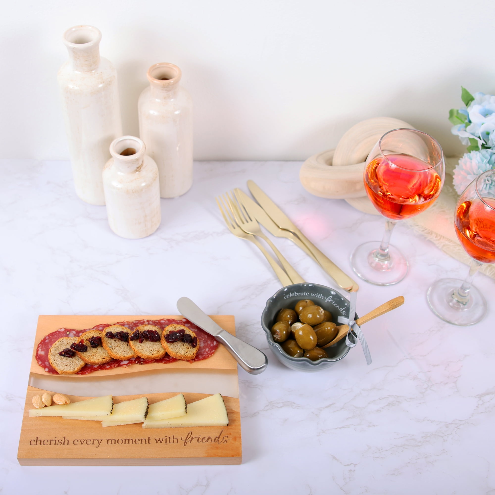 Pavilion Gift Company - Friends - 9" Wood & Resin Cheese/Bread Board Set