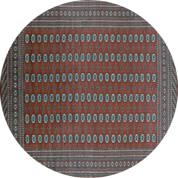 Ahgly Company Indoor Round Oriental Light Blue Industrial Area Rugs, 8' Round