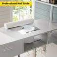 thumbnail image 4 of Advwin L-Shaped Rotating Manicure Table Nail Desk with Stool & Electric Downdraft Vent, White, 4 of 9