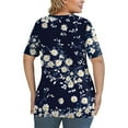 thumbnail image 5 of TQWQT Plus Size Tunic Tops for Women 4x-5x Plus Size Womens Classy Tops V Neck Criss Cross Short Sleeve T Shirts Curvy Women Floral Print Dressy Casual Tshirt Plus Size Womens Clothes L, 5 of 6