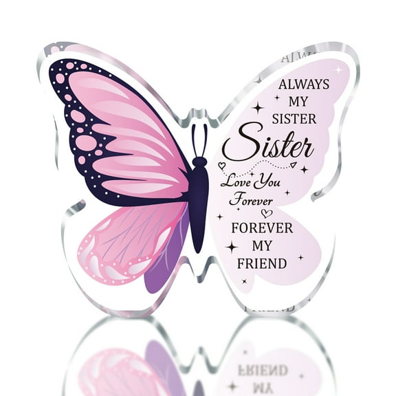 Sister Gifts Butterfly-Shaped Acrylic Plaque Appreciation Birthday Paperweight for Home Office Table Desk Decor Star Keepsake Christmas Wedding from Sister Brother