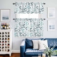 thumbnail image 2 of Farm Teal Green Leaves Kitchen Curtains Valances and Tiers Set of 3 Country Style Plant Leaf Rustic Floral Tier Curtains and Valance with Rod Pocket for Small Windows, 27.5"x24", 2 of 9