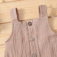 thumbnail image 5 of Baby Boy Girl Overalls Cotton Gauze Sleeveless Romper Button Down Jumpsuits with Pockets Toddler Summer Clothes, 5 of 5