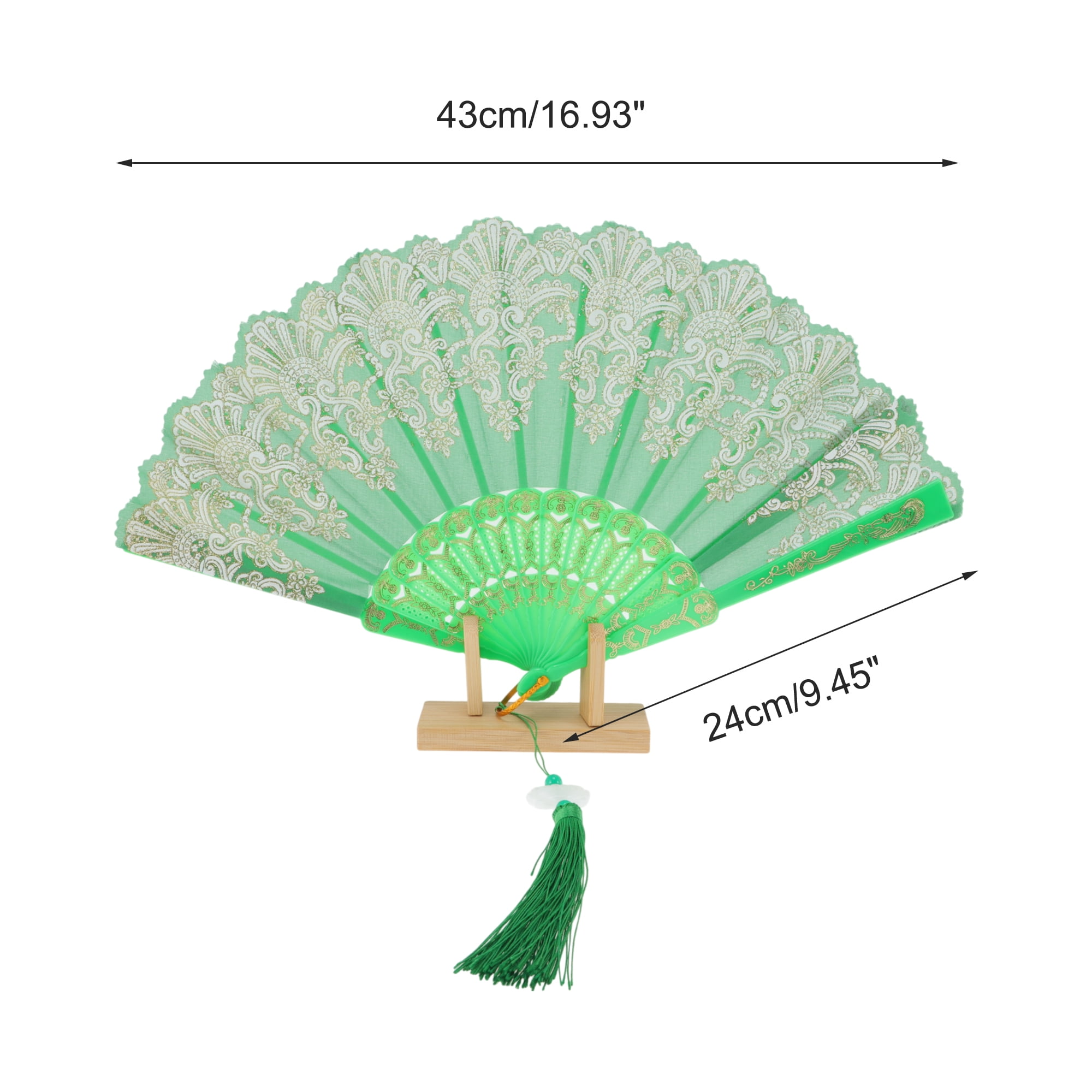Unique Bargains Lucky Cloud Pattern Folding Fan 1 Pc for Summer Events Decorations Green