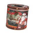thumbnail image 4 of Caja de pañuelos navideña redonda de madera para decoración navideña para festivales Papá Noel, 4 of 9