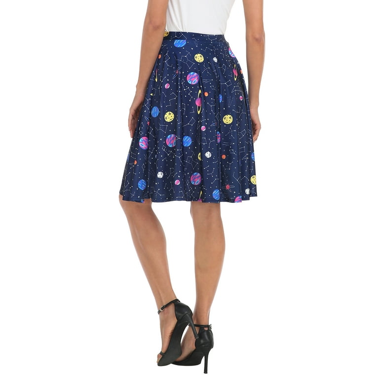 HDE Outer Space Galaxy Skirts for Women Universe Constellation