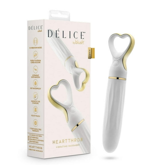 Delice™ By Blush® | Heartthrob Silicone Bullet Vibrator With Heart-Shaped Handle – White Bouquet