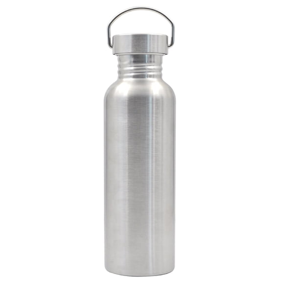 Muka 25oz. 750ml Single Walled Stainless Steel Water Bottle for Cyclists, Runners, Hikers, Leak Proof Design-Silver-25oz