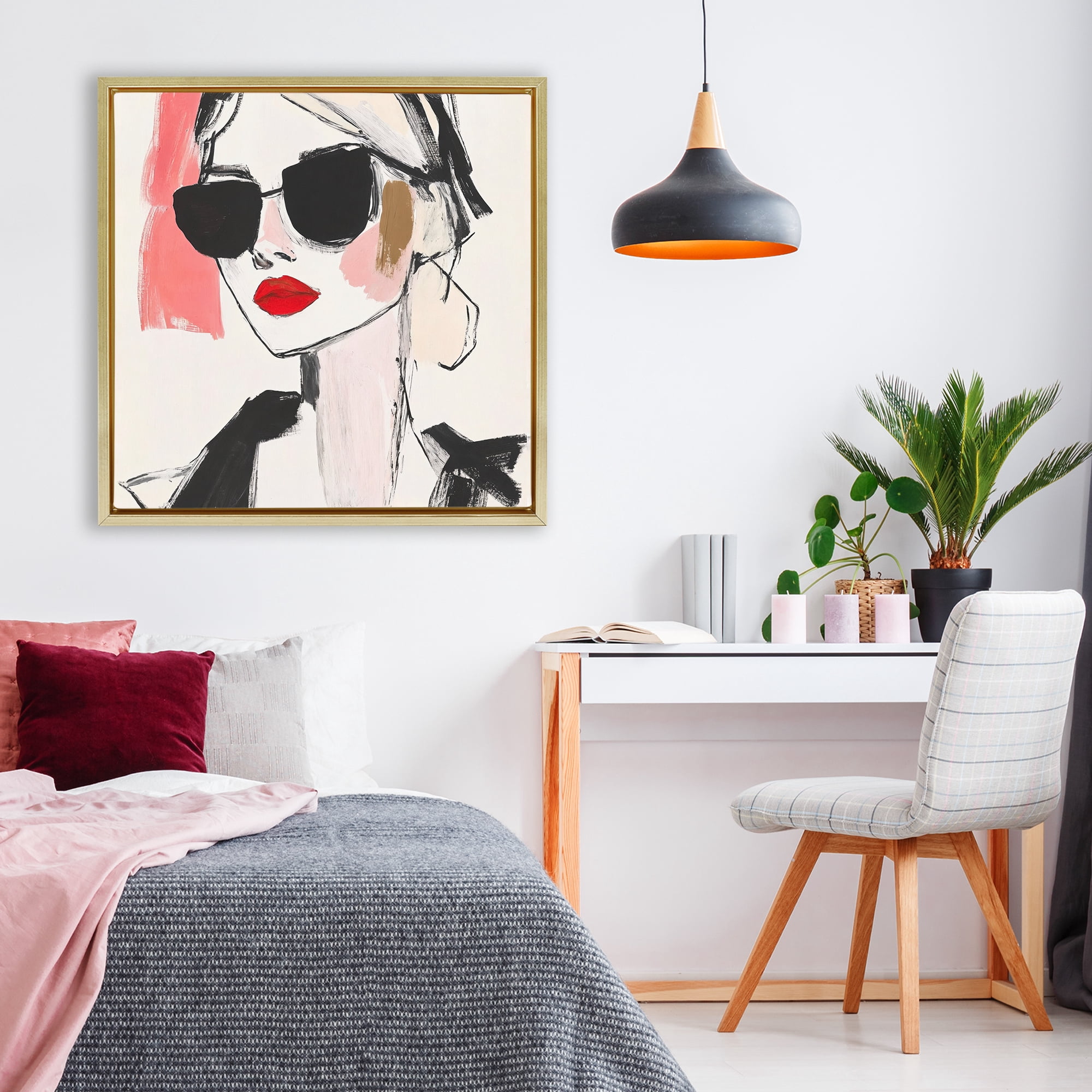Stupell Industries Sassy Glamour Sketch Gold Framed Floater Canvas Wall Art, design by Andrea Haase