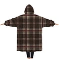 thumbnail image 2 of Oversized Wearable Blanket Hoodie,Brown Beige Checkerboard Checkered Pattern Sherpa Blanket Hoodie with Super Pockets,Super Warm Fuzzy Pullover for Women & Men, 2 of 6
