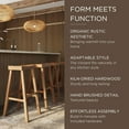 thumbnail image 6 of Maven Lane Vincent 31 Inch Tall Bar Height Backless Rectangular Saddle Barstool in Antiqued Natural Finish with Rustic Wood Top Seat, Set of 2, 6 of 6