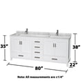thumbnail image 3 of Wyndham Collection Sheffield 80" Metal & Wood Double Bathroom Vanity in White, 3 of 4