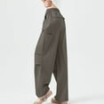 thumbnail image 4 of Kmdttou Cargo Pants Women Stretchy Solid Color Fashion Casual Loose Broad Leg Full Length Pants, 4 of 7