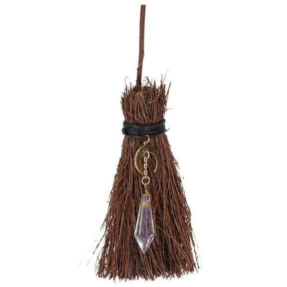 FONDOTIN Hanging Witch Broom 16x8cm 1Pack Coffee Color Mini Branch Shape  Ornament