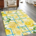 thumbnail image 2 of Watercolor Lemons Area Rugs 2.7'x5', Washable Small Throw Rugs for Kitchen Bedroom, Summer Blue Yellow Checkered Geo Indoor Outdoor Rug Non-Slip Low Pile Carpet Runner Reversible Floor Mats, 2 of 8
