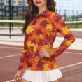 thumbnail image 3 of Aplkyhs Fall Maple Leaf Golf Shirts for Women Long Sleeve Cloth Quarter Zip Lightweight Fit Plain Machine Washable Suitable for Outdoor Sports for Winter Outdoor Sports, 3 of 7