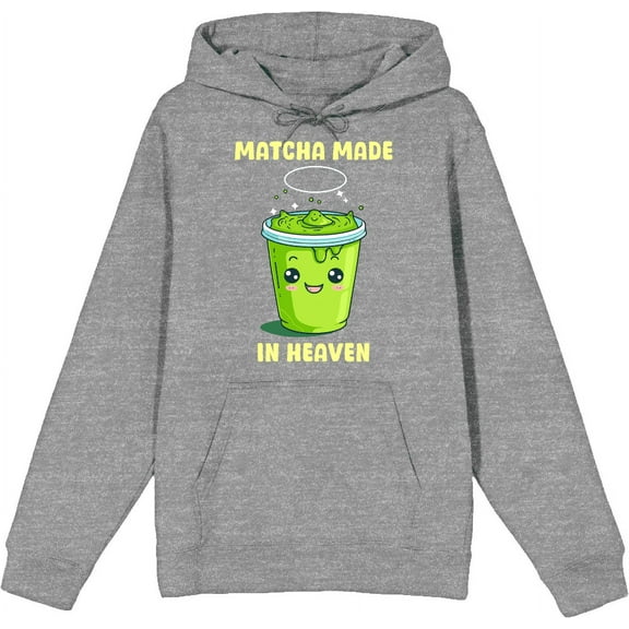 Matcha Made In Heaven Matcha Drink Adult Heather Gray Long Sleeve Hoodie-Medium