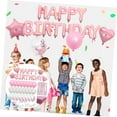 thumbnail image 4 of Pink Birthday Party Decorations Set Pink Happy Birthday Ball Banner Heart Star Balloons Star Balloons Confetti Balloons Tassels Curtain Foil Tablecloth for Birthday Party Supplies,Pink Set, 4 of 7