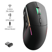 FFN Wireless Gaming Mouse,24000DPI Adjustable,6 Programmable Buttons,75H Battery,3 Mode 2.4GHz/Bluetooth 5.3/USB-C Wired, Rechargeable Gaming Mice for PC,Mac,Computer,Laptop,Tablet-Black