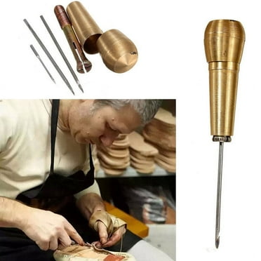 Kilisky Leather Craft Sewing Shoe Repair Tool Kit, Copper Handle, Brown, 4-Piece
