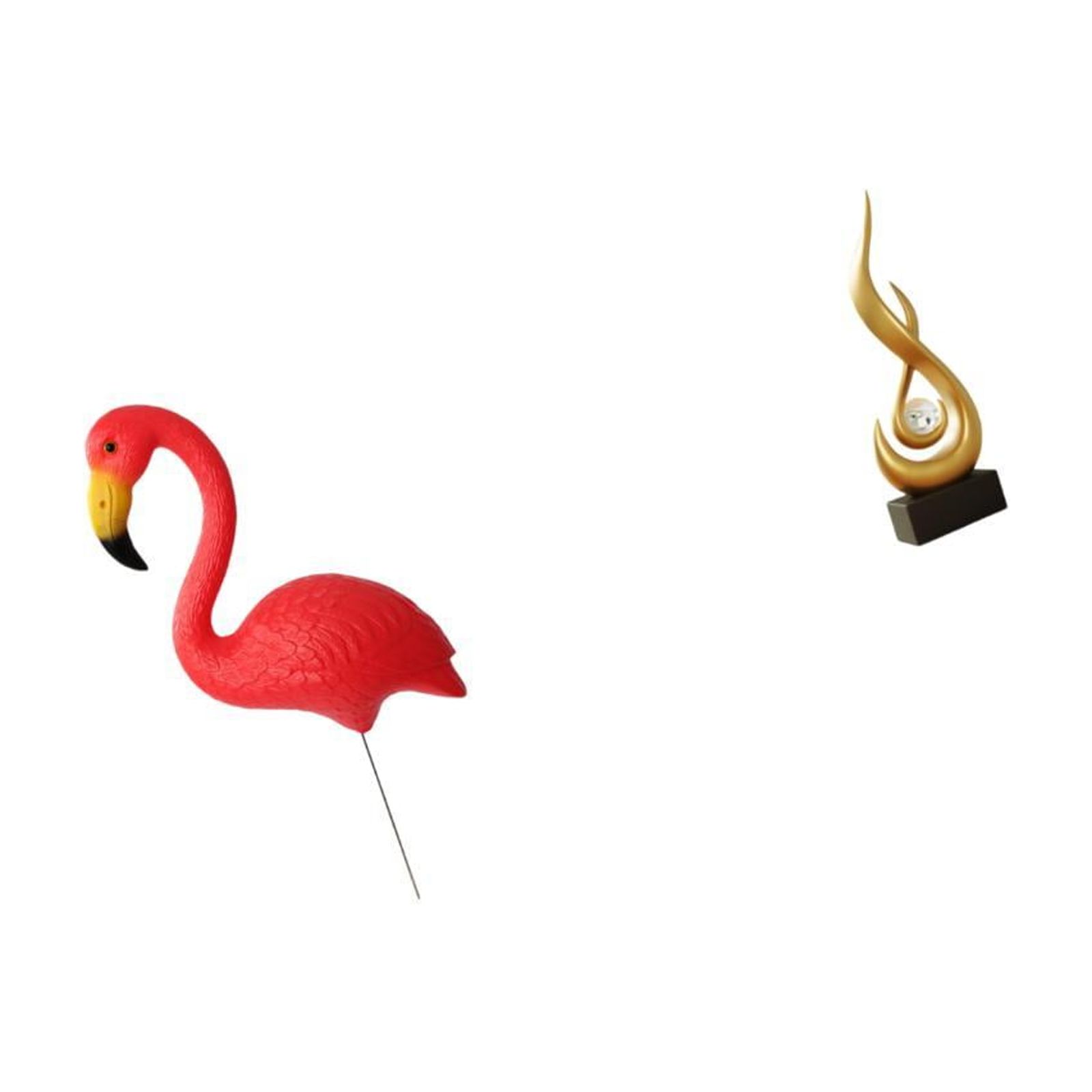 Miulika Flamingo Fairy Garden Sculpture with Abstract Fire Flame Design for Holiday Spring Yard Art and Modern Indoor Cabinet Ornament Decor