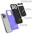 thumbnail image 2 of Heavy Duty Case for iPhone 16 Pro Max Credit Card Slot Holder Kickstand Bracket Cover, Military Grade Dual-Layers Rugged PC Shockproof Anti-Scratches Lens Protection Case, Purple, 2 of 9