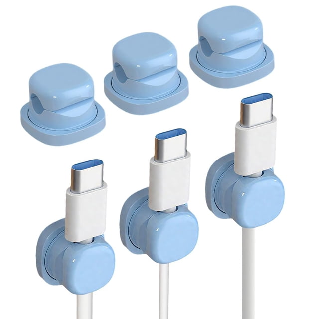 6 Pack 360° Rotatable Cord Organizer, Adhesive Spring Cable Clips, Desk Cable Management Holder for Home Office Car Wall Nightstand, White