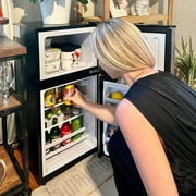 3.5 Cu.Ft Compact Refrigerator Mini Fridge with Freezer, Small Refrigerator with 2 Door, 7 Level Thermostat Removable Shelves for Kitchen, Dorm, Apartment, Bar, Office - Black