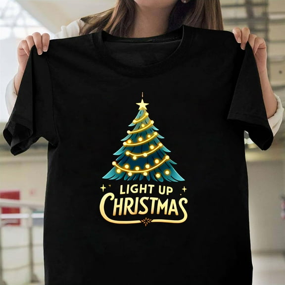 Light Up Christmas Graphic Unisex T-Shirt, Funny Holiday Lights Novelty Gift G0775, Up to Size 5XL