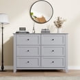 thumbnail image 2 of Spacious 6 Drawer Dresser for Bedroom - Modern Wooden Storage Cabinet with Deep Drawers & Metal Knobs - Wide Organizer for Closet, Nursery, Living Room, Entryway - Grey, 2 of 6