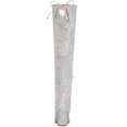 thumbnail image 2 of BLISSFUL STEP Women's Boots Glitter Over The Knee High Boots Chunky Heel Round Toe Lace Up Sparkly Boots Silver 6.5, 2 of 7
