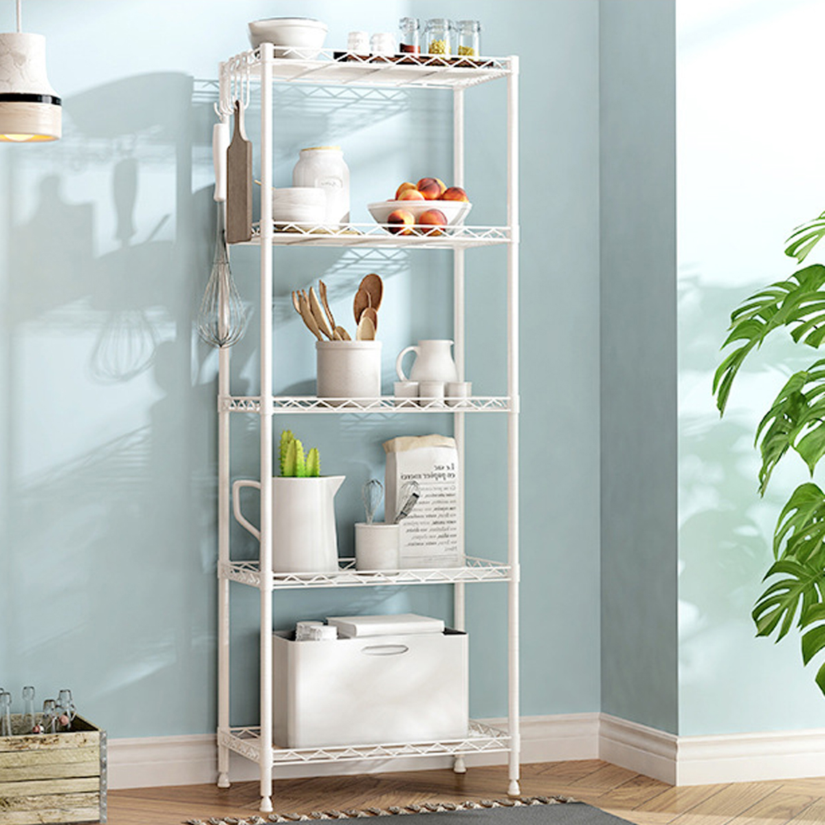 5-Tier Wire Shelving 5 Shelves Unit Metal Storage Rack ...