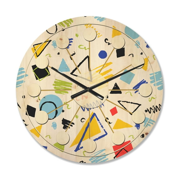 Designart 'Retro Geometric Design III' Mid-Century Modern Wood Wall Clock