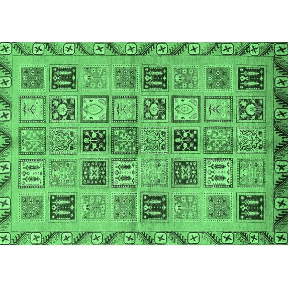 Ahgly Company Indoor Rectangle Oriental Emerald Green Modern Area Rugs, 4' x 6'