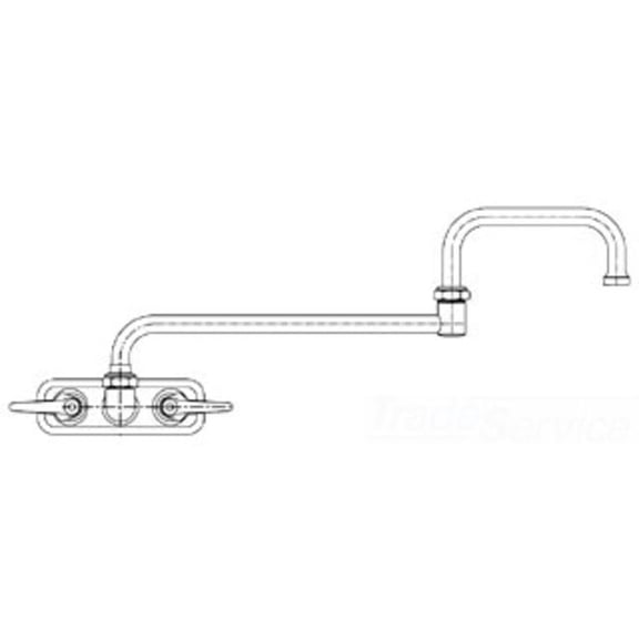 T&S Brass B-1136 Workboard Faucet, Wall Mount, 4 Centers, 18 Double Joint Nozzle