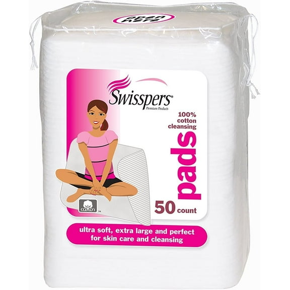 Swisspers Premium Ultra Soft Facial Cleansing Cotton Pads 50 ea (Pack of 10)