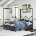 thumbnail image 2 of Leumius Metal Canopy Bed Frame,Platform Bed Frame Queen with X Shaped Frame Queen Black, 2 of 6