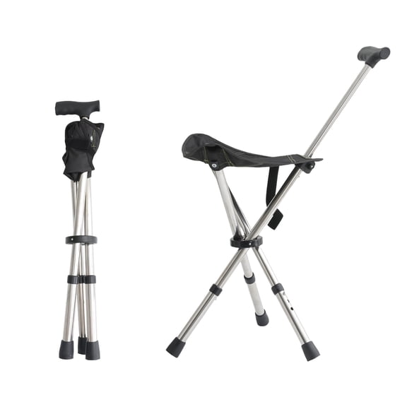 King Mills Lightweight Portable Stools for Adults Heavy Duty, Adjustable Walking Chair for Adults, Black