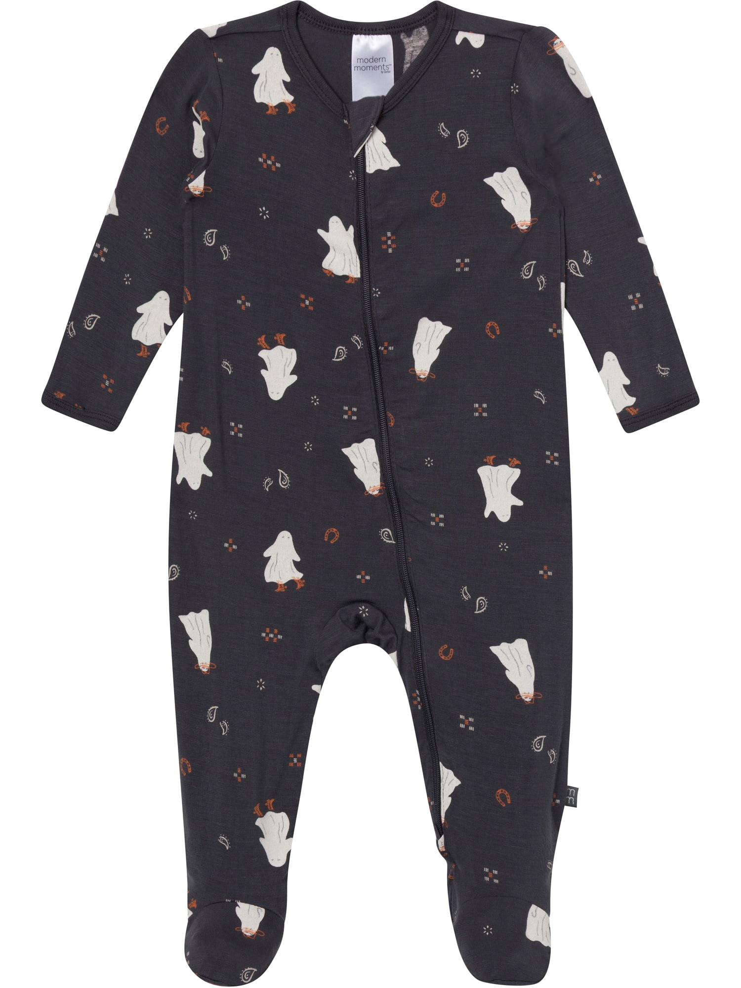 Modern Moments by Gerber Neutral Two-Way Zip Halloween Viscose Sleep ´N Play Footed Pajama , Sizes Newborn - 6/9 Months
