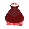 thumbnail image 4 of Yanarno Women's Fringe Halter Sheer V Neck Tank Top for Salsa Samba Belly Dancing Party Performance Red S, 4 of 5