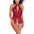 thumbnail image 3 of Lencería de mujer Mono de encaje sexy Ropa de dormir Cuerpo Ropa interior hueca, XL, Rojo vino Inevent XX000097-16, 3 of 7