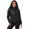 thumbnail image 4 of KVE Women's Faux Leather Jacket Waterproof Motorcycle Bomber Jacket Vintage PU Moto Biker Coat Black X-Large, 4 of 9