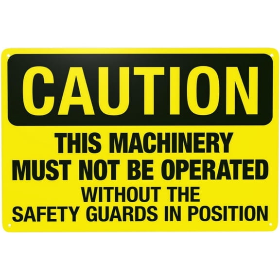 This Machinery Must Not Be Operated Without Safety Metal Sign 8"x12", Security Safety Vintage, For Business Office Home Street Road Indoor Outdoor