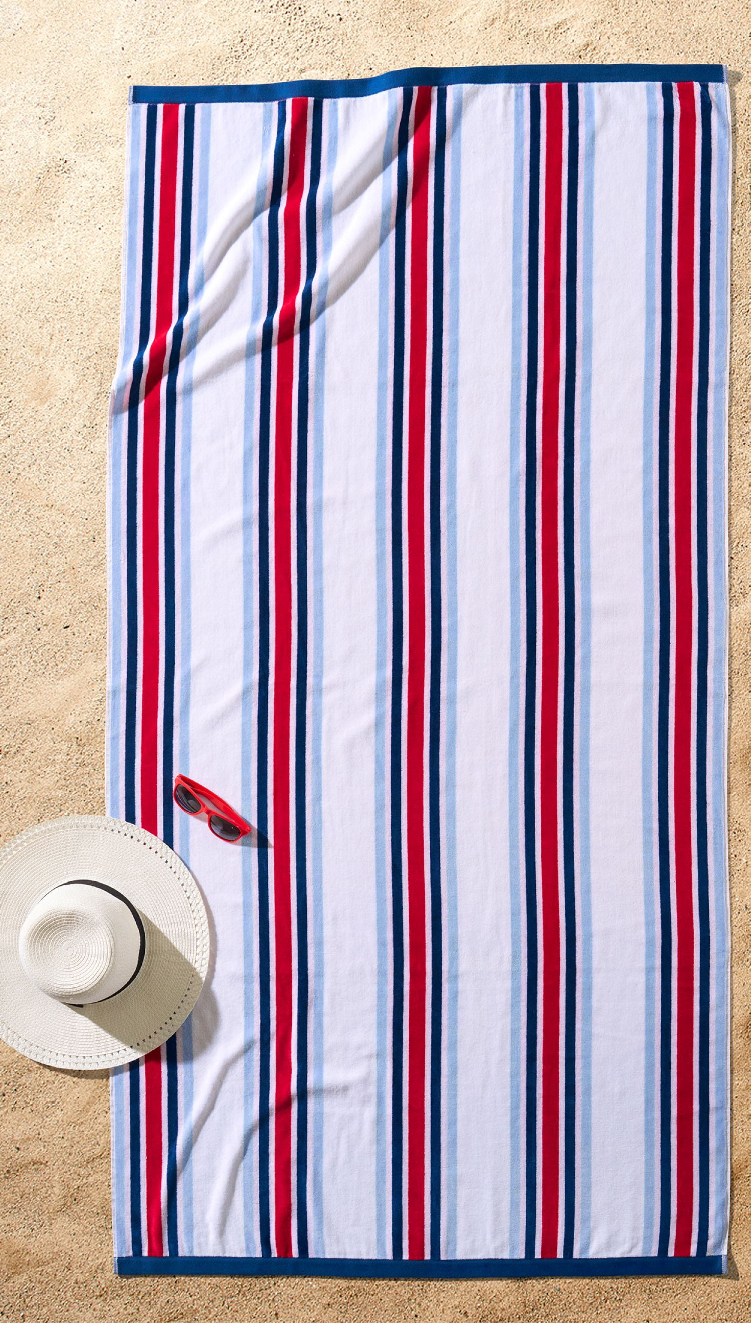 Better Homes & Gardens Cabana Stripe Oversized Beach Towel, 72" x 38", Red